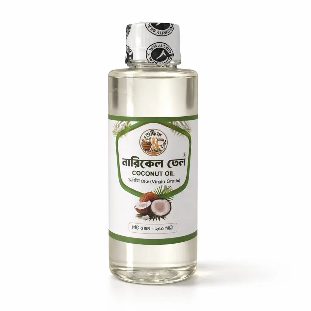 Shudhik Organic Virgin Coconut Hair Oil in 250ml bottle, pure extra virgin coconut oil for nourishing hair care.