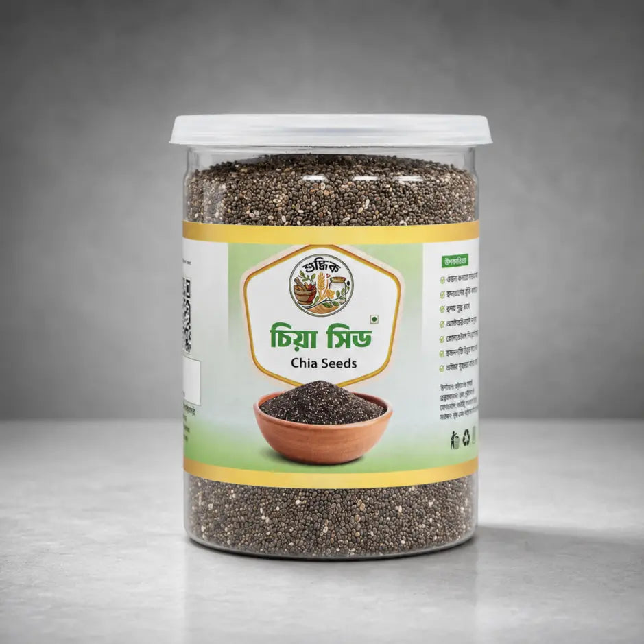 Premium Shudhik chia seeds in a 400g package, showing small dark seeds used for health and nutrition in cooking and smoothies.