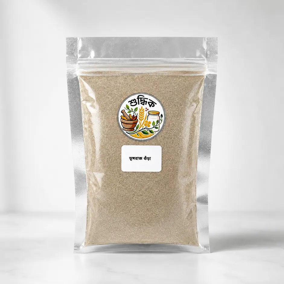 False Daisy herb powder by Shudhik, natural Bhungraj (Vernonia) herbal powder used in traditional remedies, shown in the image.