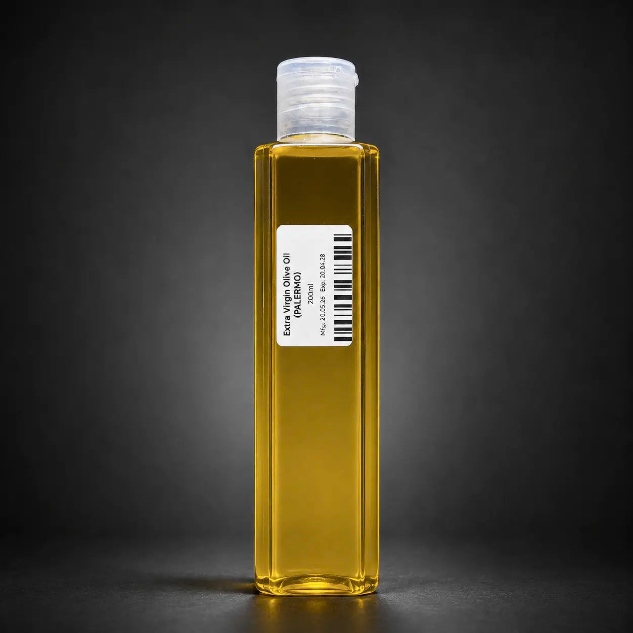 250ml bottle of Palermo Extra Virgin Olive Oil, high-quality olive oil from Italy, in a clear glass bottle with a green label.