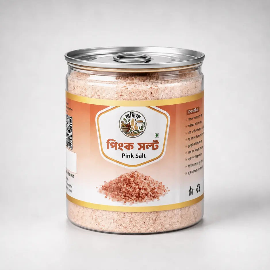Shudhik Pink Salt in a bowl, showcasing vibrant pink Himalayan salt crystals, natural and unrefined, for culinary use.
