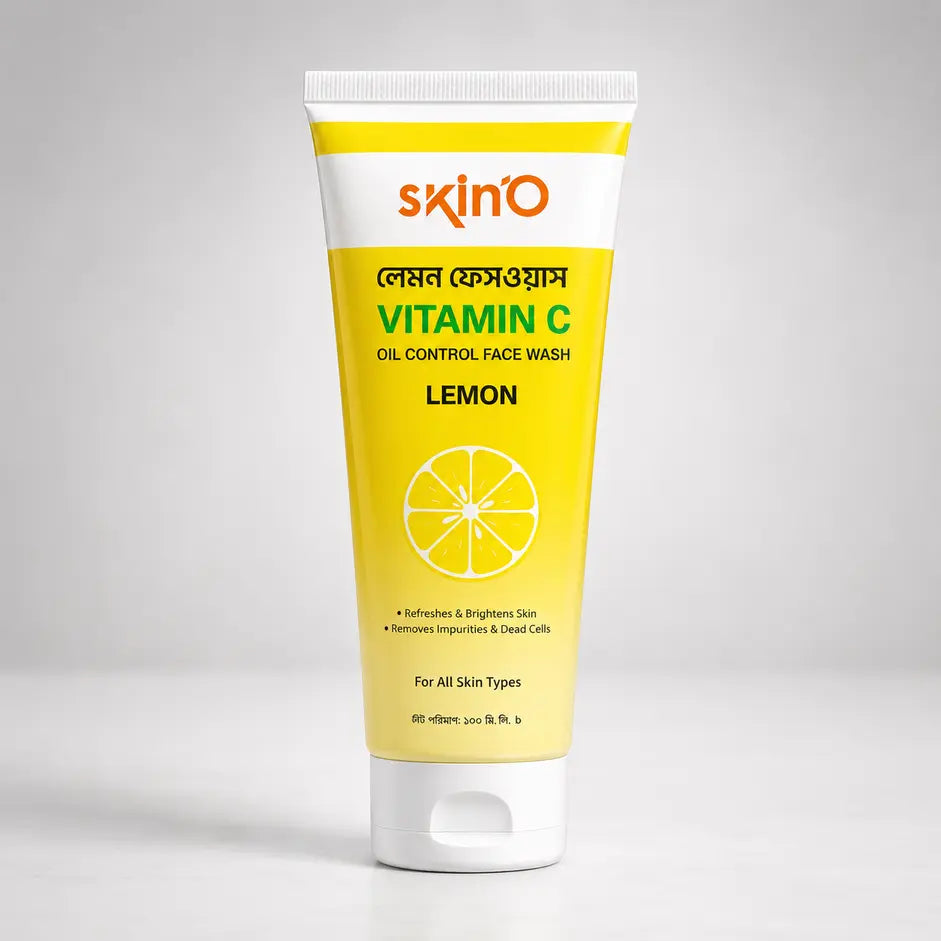 Skino Lemon Face Wash bottle with label showing natural ingredients, designed for deep cleansing and refreshing skin.