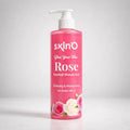 Skino Rose Scented Body Wash shower gel in a pump bottle, featuring a floral rose fragrance for gentle cleansing and hydration.