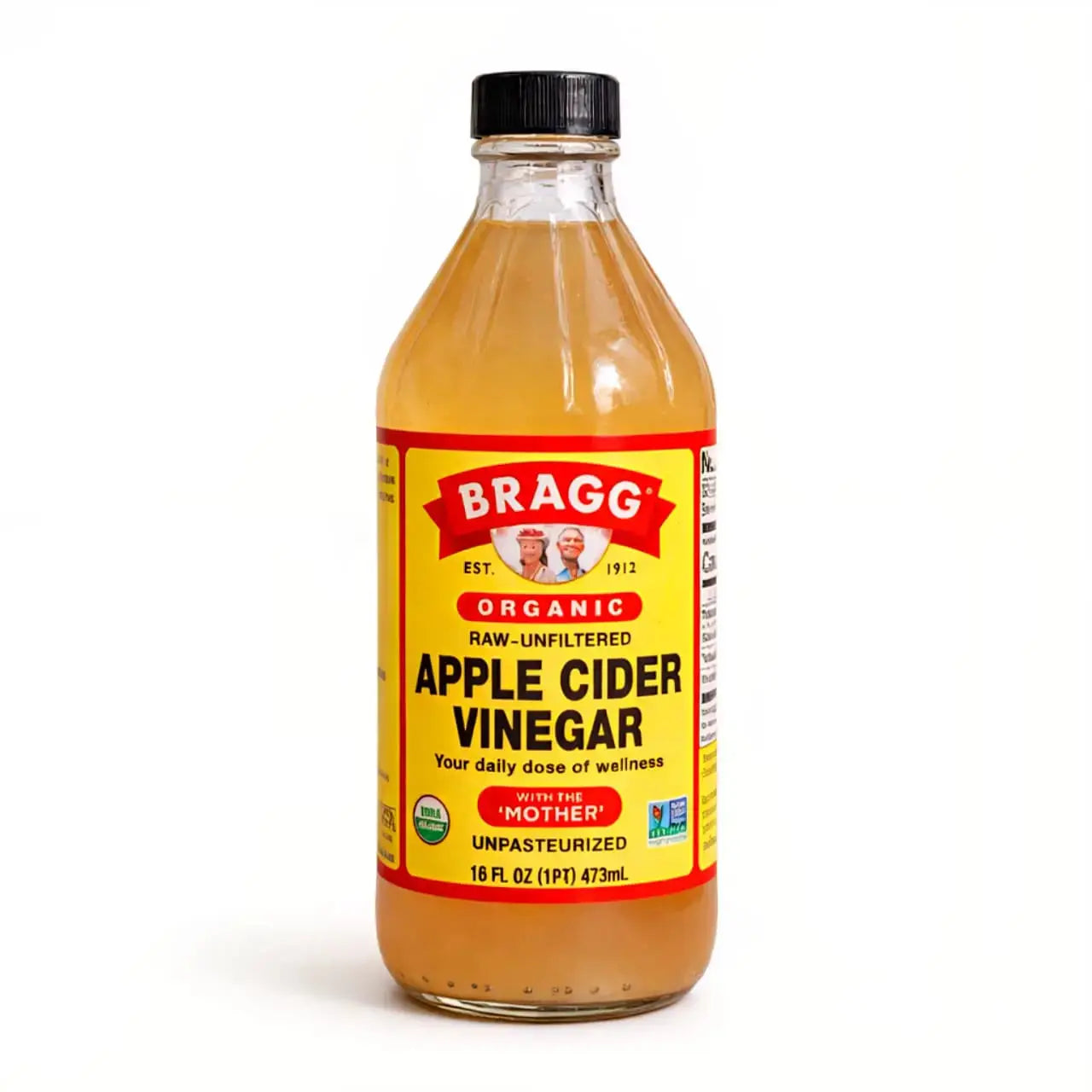 Shudhik Bragg organic apple cider vinegar with the mother, 473mL bottle, raw and unfiltered, showcasing the product label.