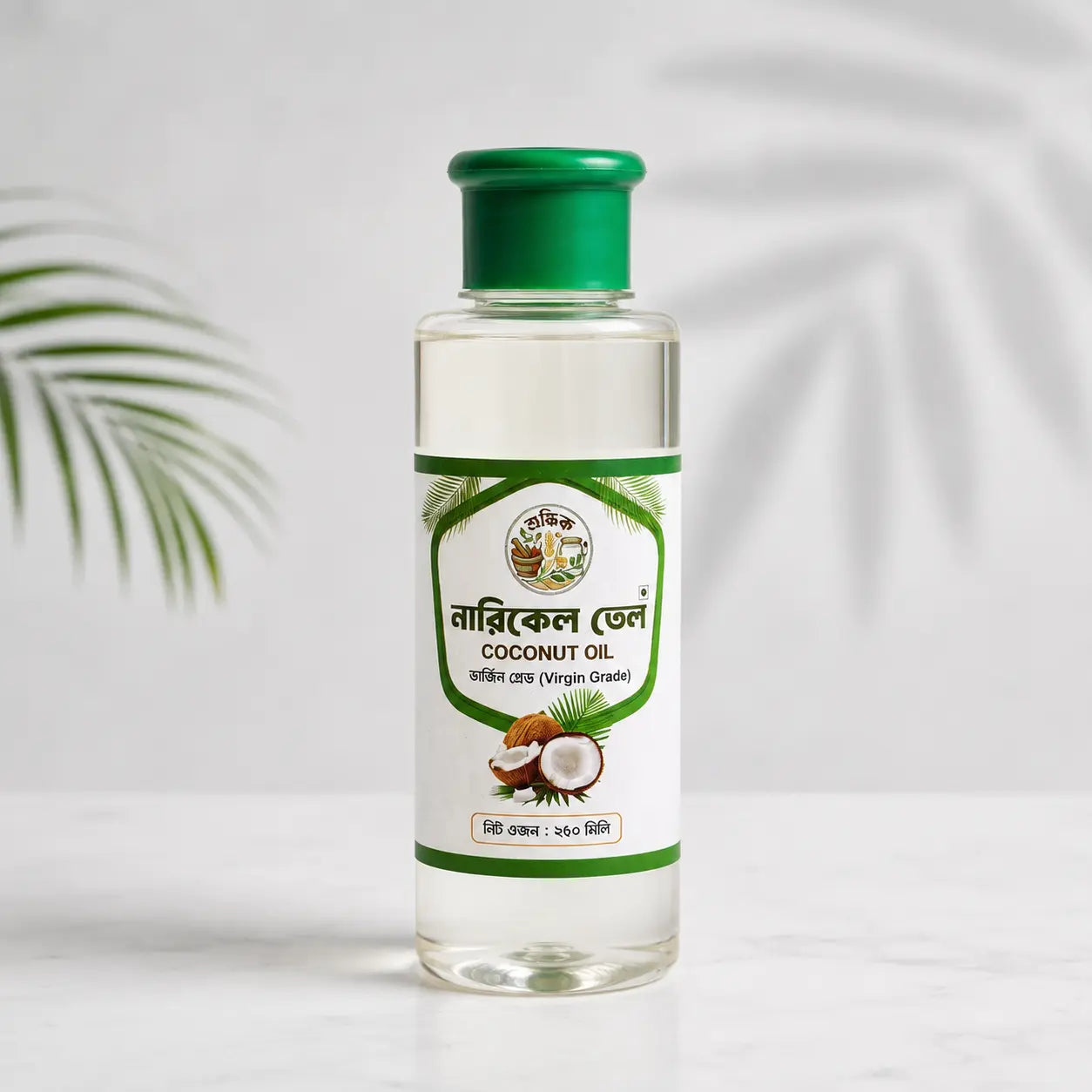 Shudhik coconut oil for hair care in a 250ml bottle, natural coconut oil suitable for nourishing hair and scalp.