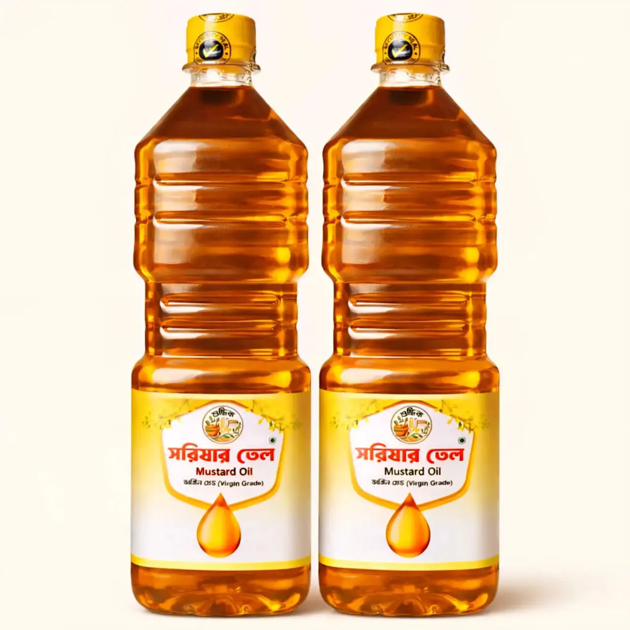 Pure Shudhik mustard oil in a 2-liter bottle, traditional desi mustard oil for cooking and health.