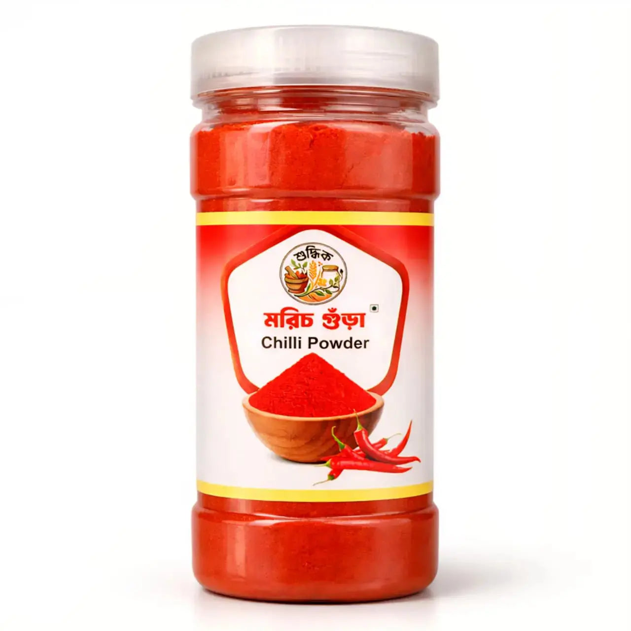 Pure chili powder by Shudhik, vibrant red spice in a 200g package, used for adding heat and flavor to dishes.