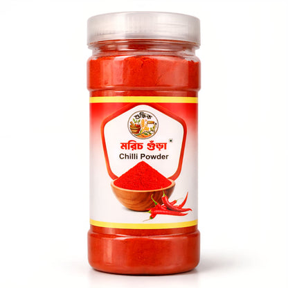 Shudhik Morich Chili Powder in a 200g package, vibrant red ground spice for cooking and flavoring dishes.