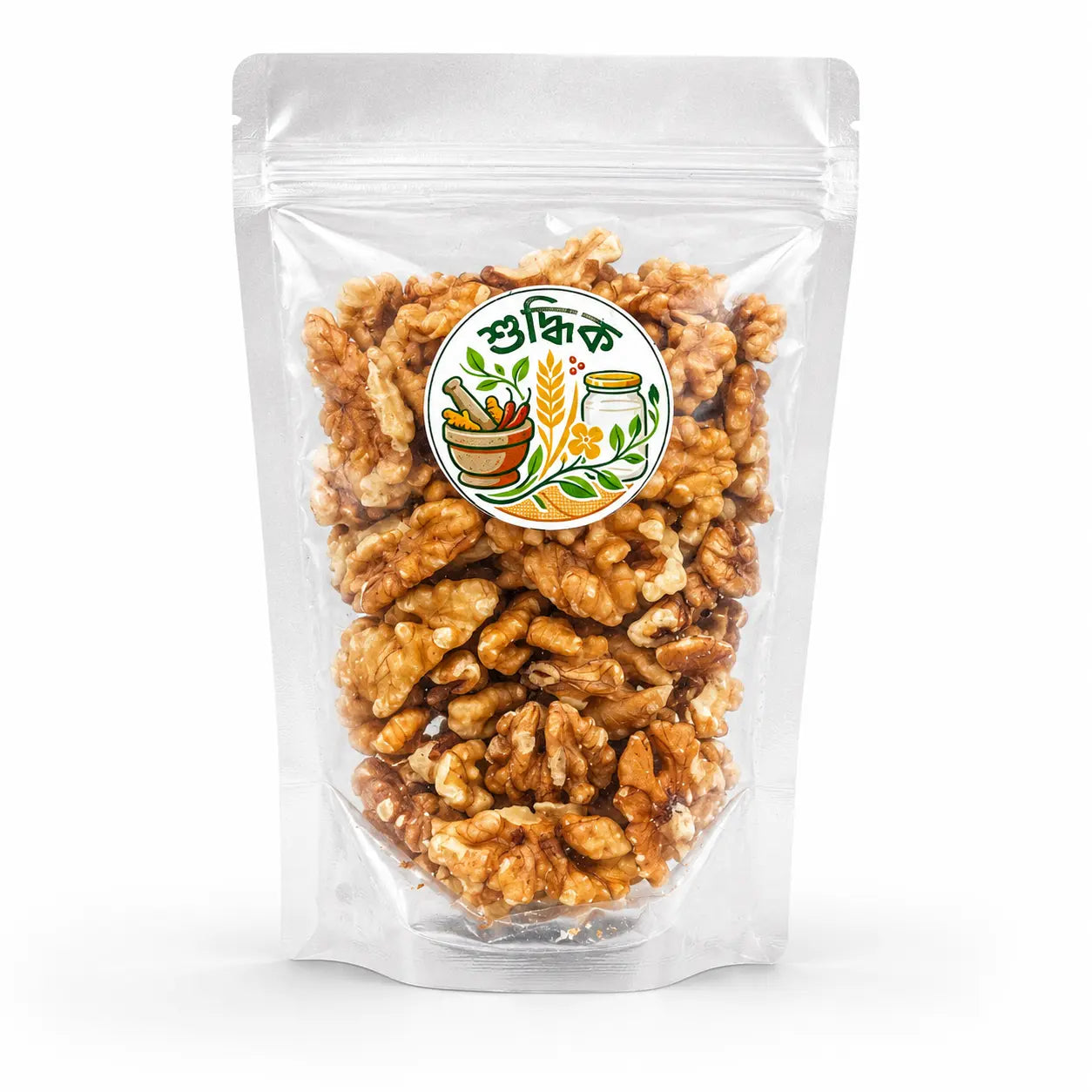 Shudhik premium akhrot (walnut) nuts and seeds in a close-up view, showing their textured brown shells and natural appearance.