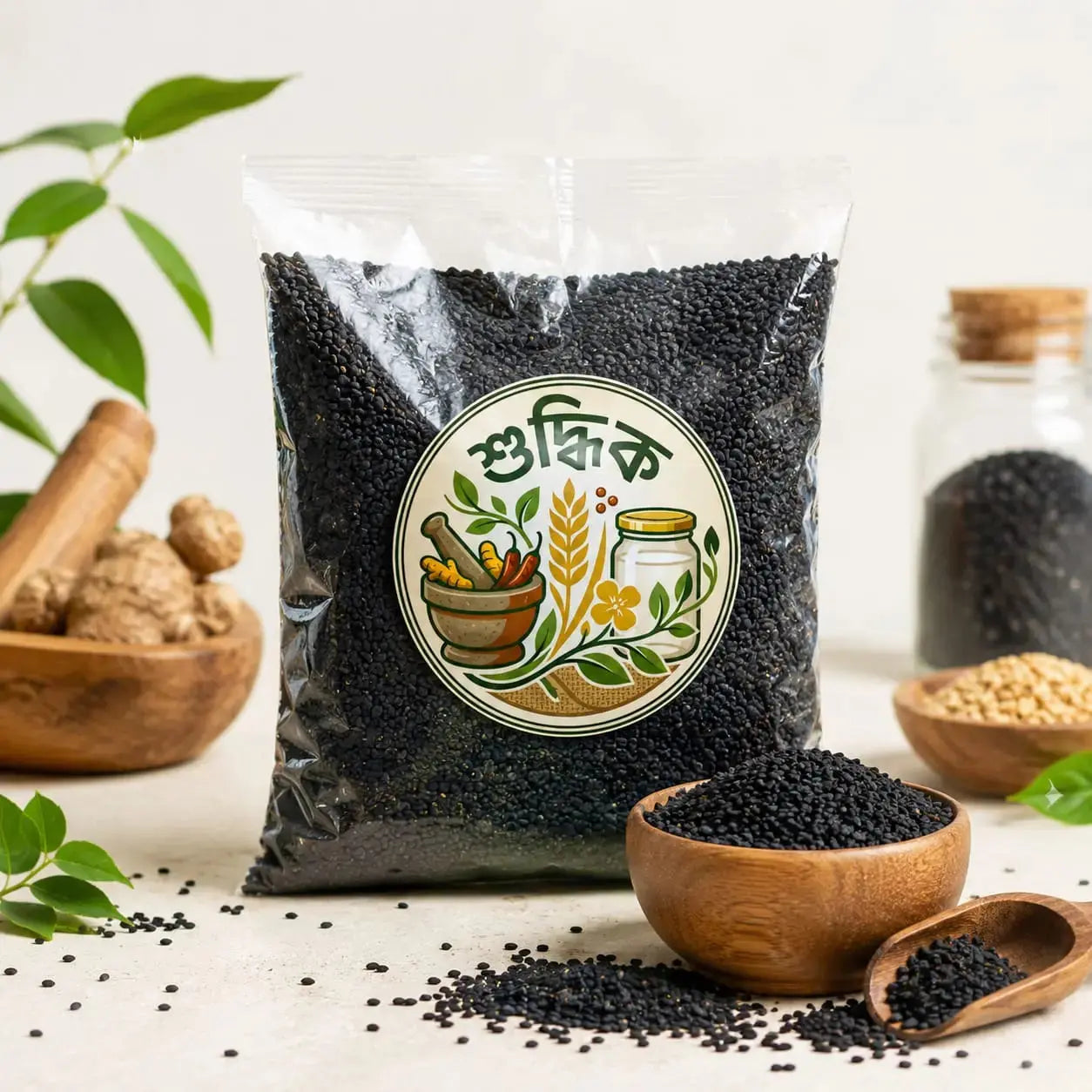 Premium black cumin seeds from Shudhik, showcasing small dark seeds used as spices and health supplements in nuts and seeds category.