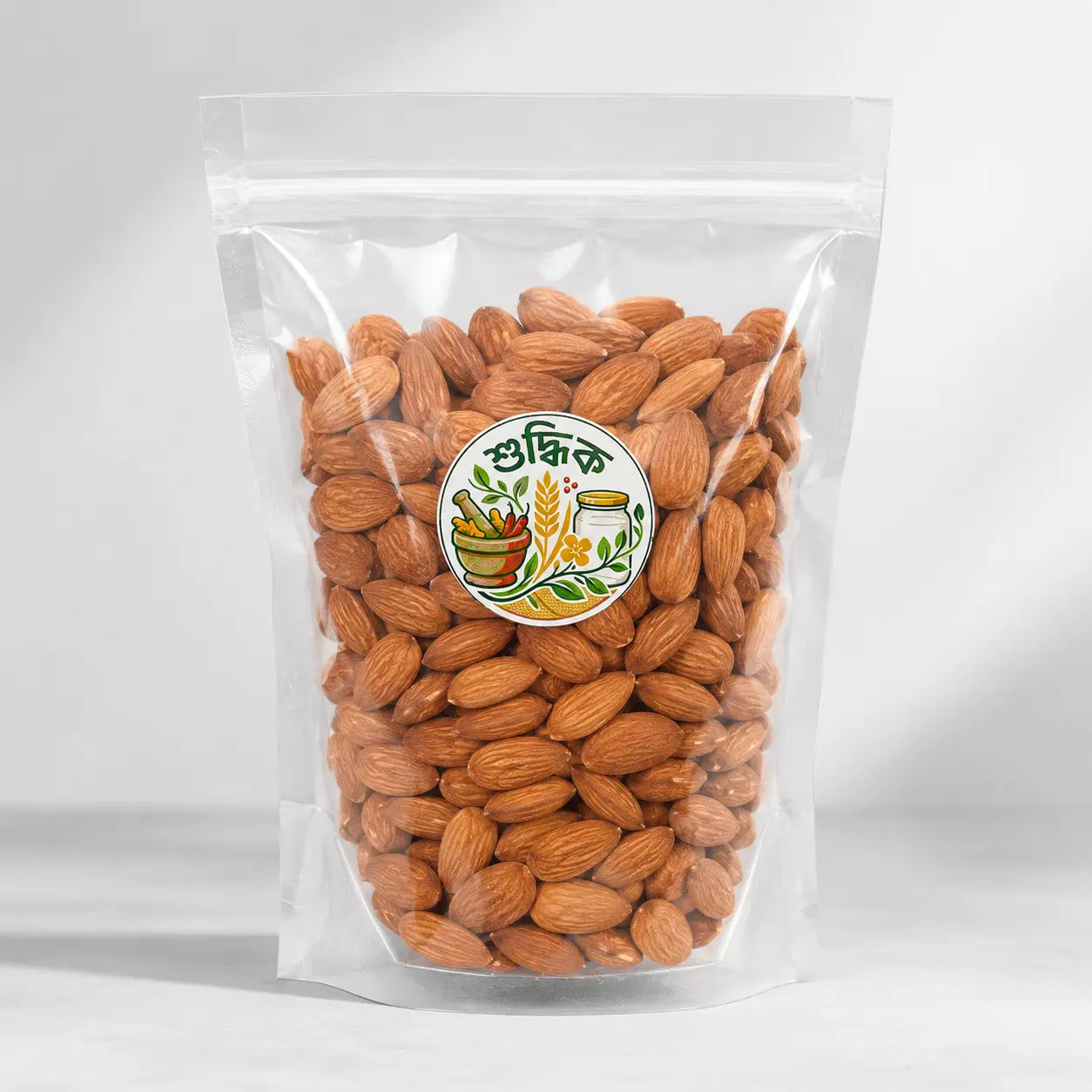 Premium Kath Badam by Shudhik, whole natural almonds with a smooth brown shell, ideal for snacking and baking.