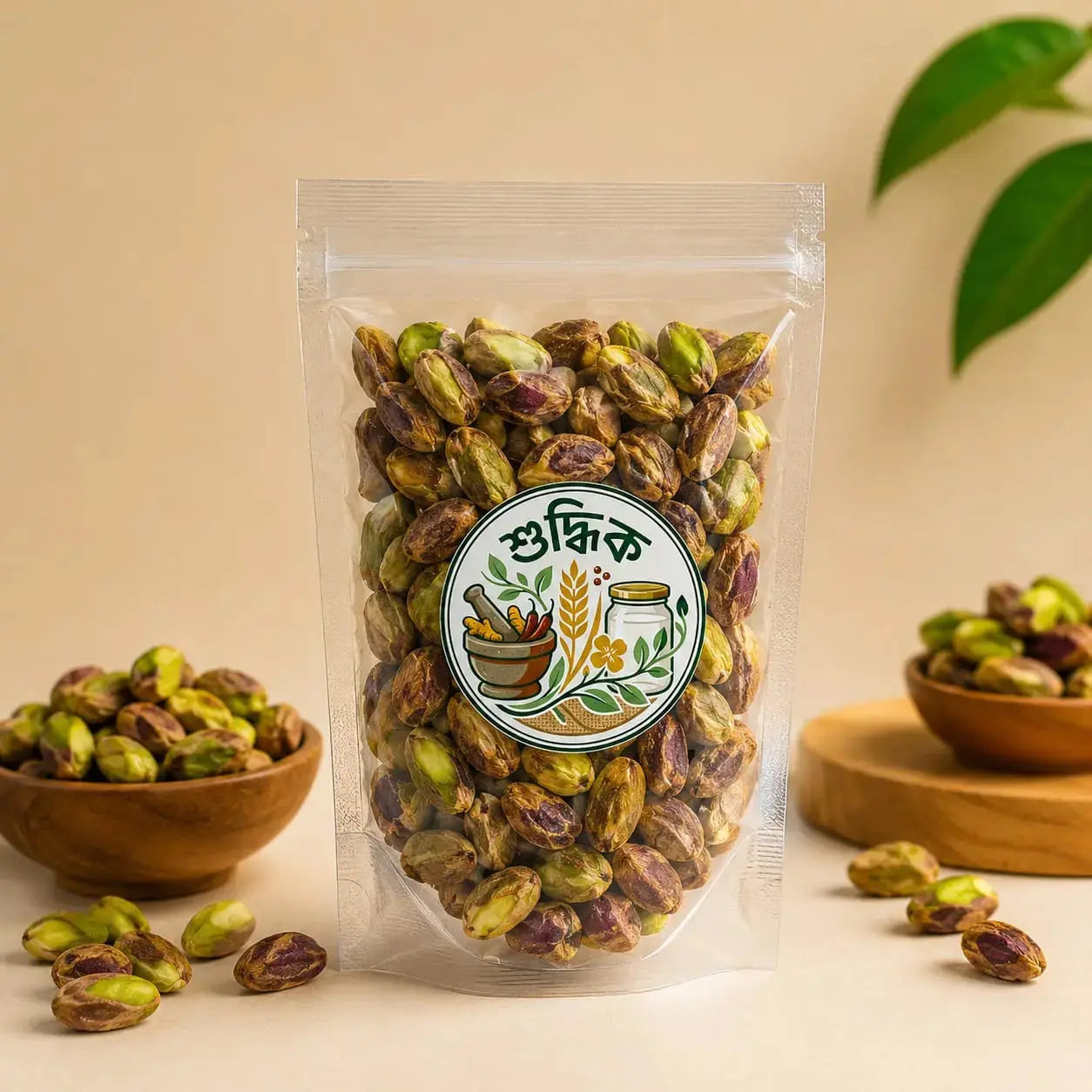 Shudhik premium pista badam, high-quality nuts and seeds, showcasing fresh, whole pistachios and almonds in a natural setting.