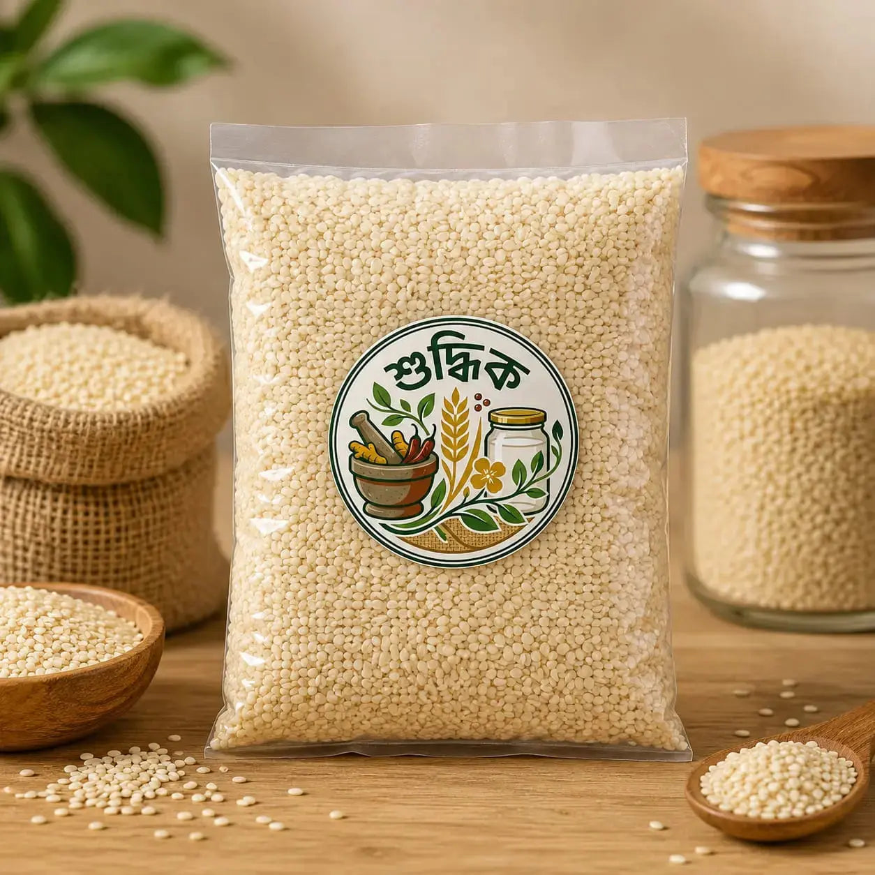 Premium white sesame seeds from Shudhik, close-up of fresh, white, nutty seeds ideal for cooking and baking.