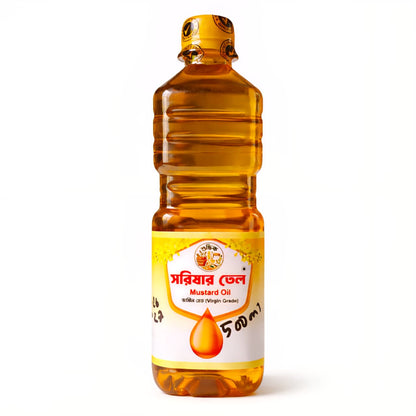 Shudhik দেশি সরিষার তেল (Mustard Oil) in a 500ml bottle, traditional cooking oil for flavor and health.