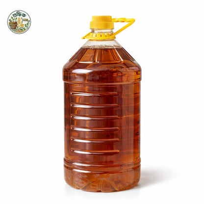 Shudhik pure দেশি সরিষার তেল (mustard oil) in a 5L bottle, traditional cooking oil for flavorful dishes.