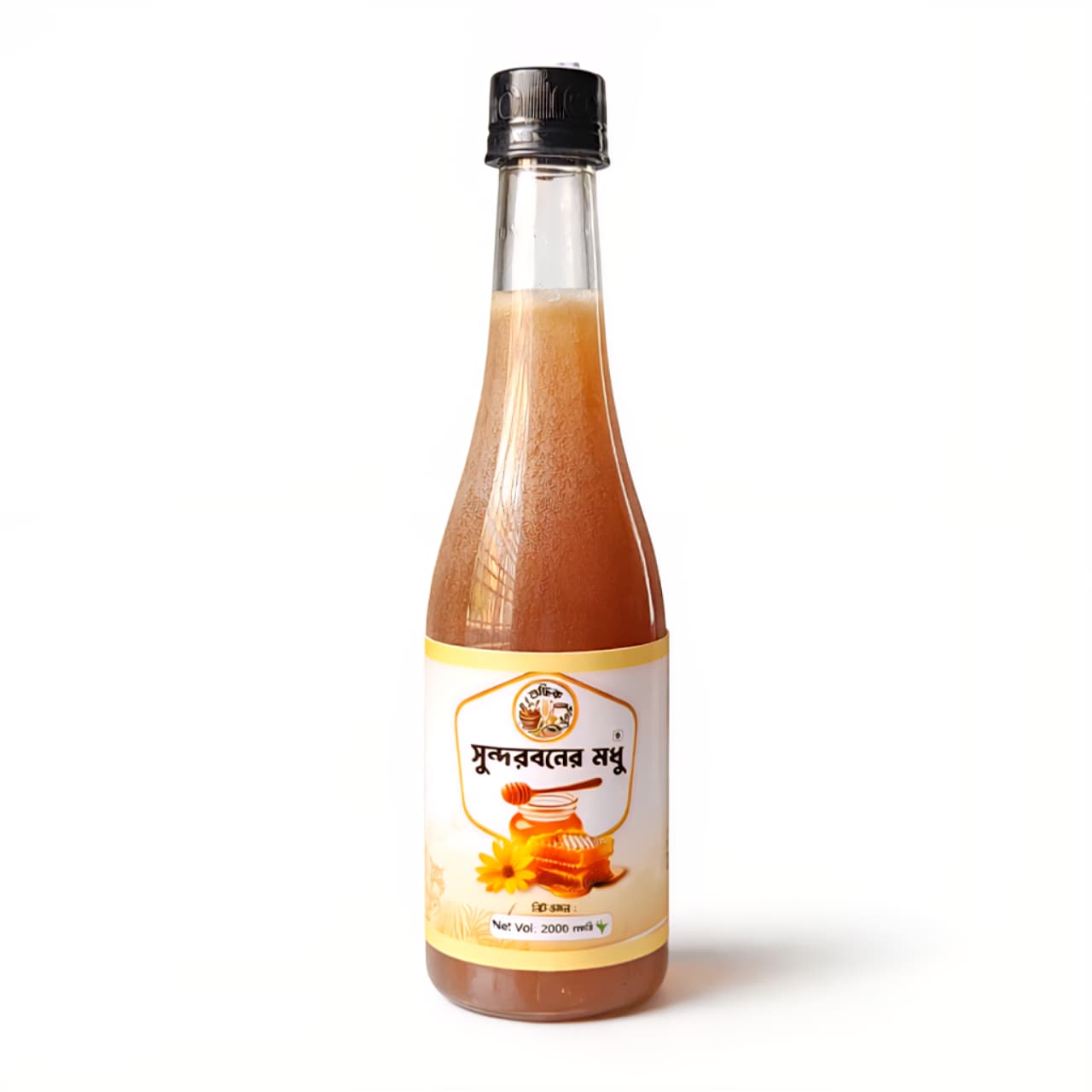 Pure Sundarban Honey by Shudhik, 500g jar of raw honey with a natural golden color and fresh honeycomb inside.