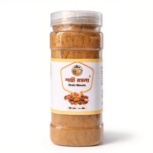 Shudhik Khati Shahi Masala container showing premium Shahi Garam Masala spices in a clear jar.