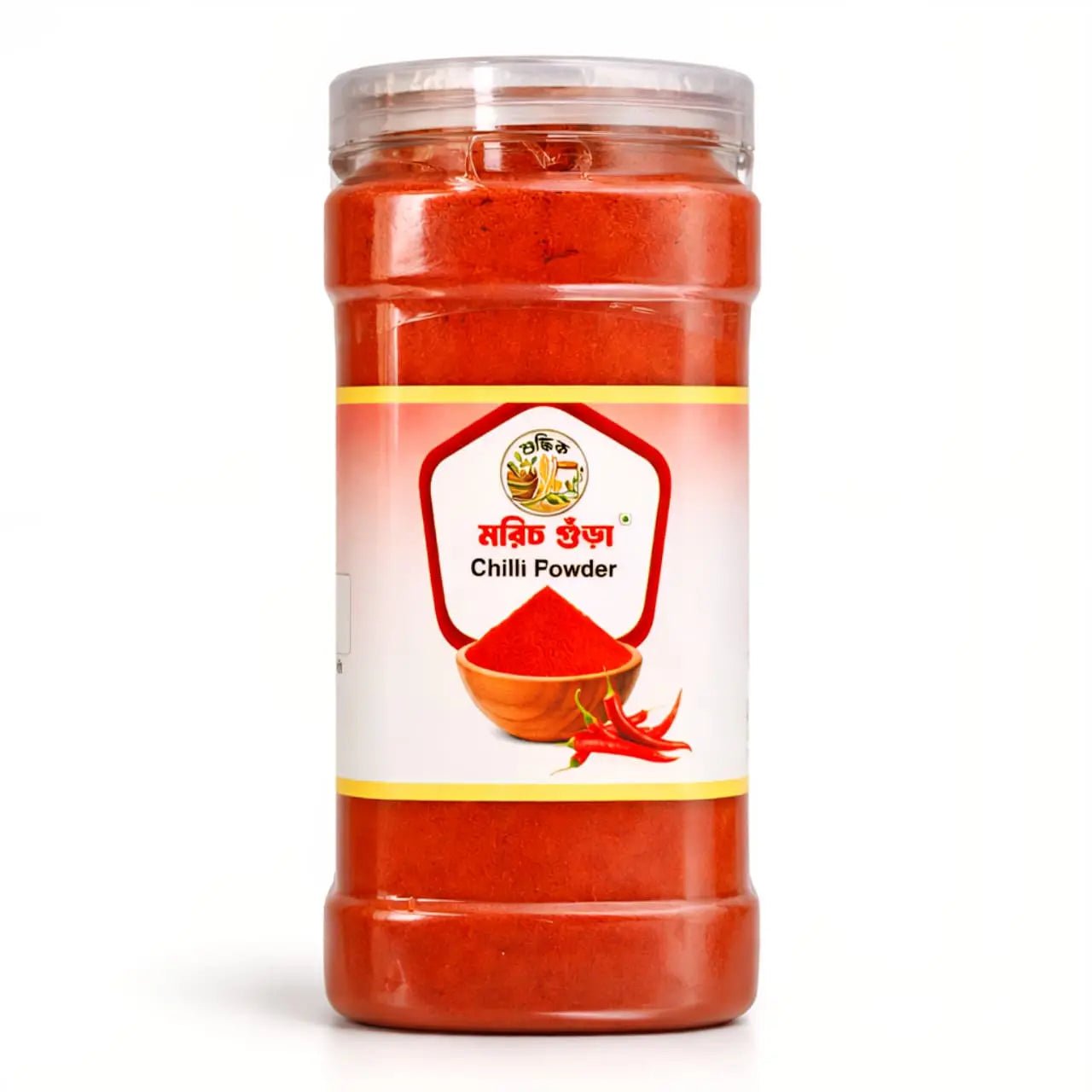 Shudhik Morich Chili Powder in a 500g packet, vibrant red spice for flavorful cooking, made from pure dried chilies.